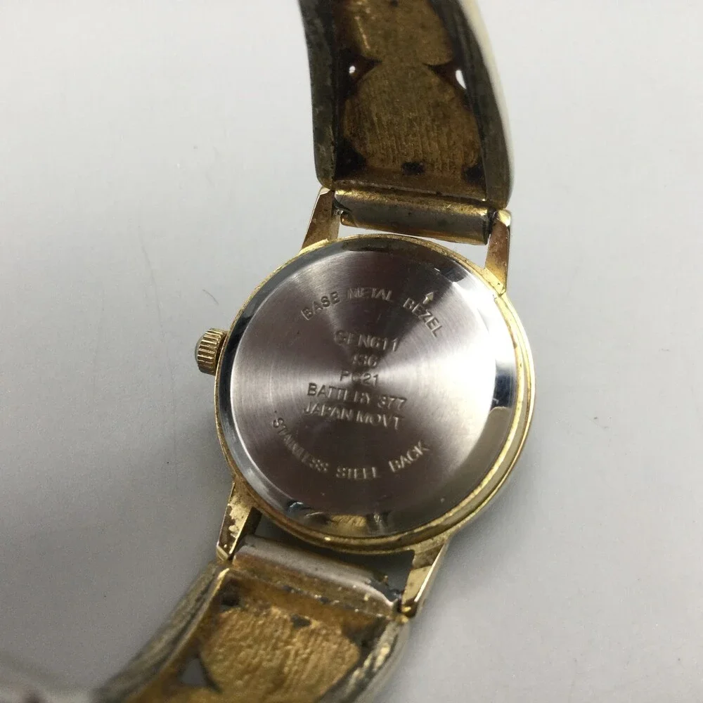 Vintage Abalone Heart Watch Womens 24mm Gold Tone Stretch Band New Battery - Picture 10 of 14